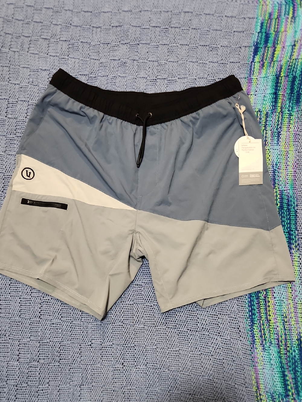 Vuori Men's Two-Tone Blue & Light Gray Athletic Shorts